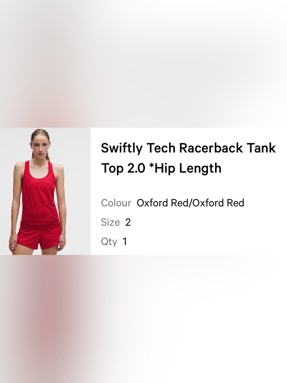 NWT Lululemon Athletica Swiftly Tech Racerback Tank Top 2.0 Hip Length Size 2 - Picture 4 of 5